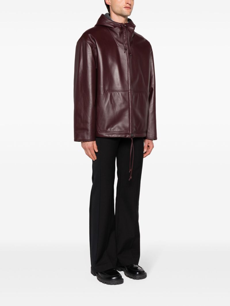 Red Hooded Leather Jacket