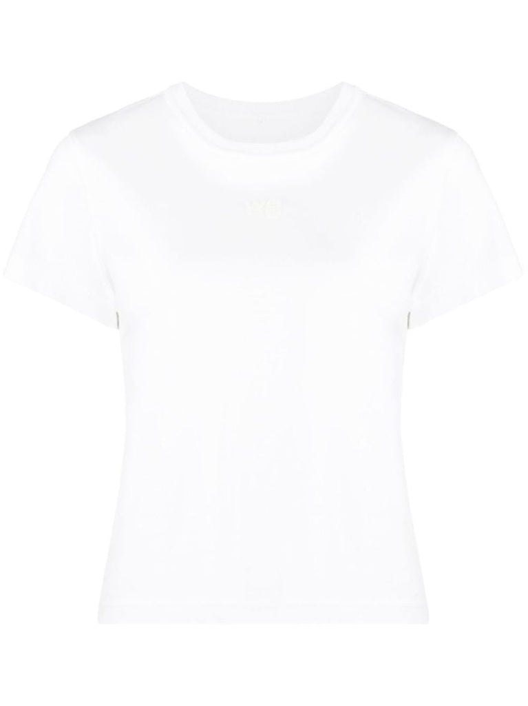 White Logo-embossed Cotton T-shirt