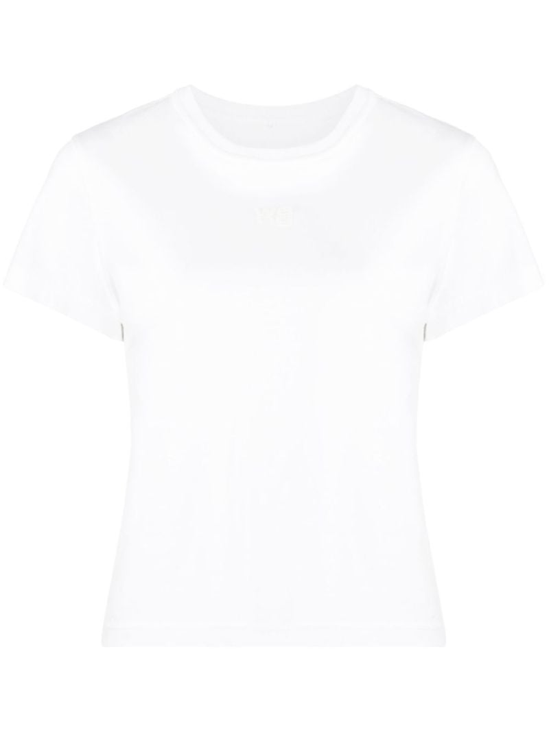 White Logo-embossed Cotton T-shirt
