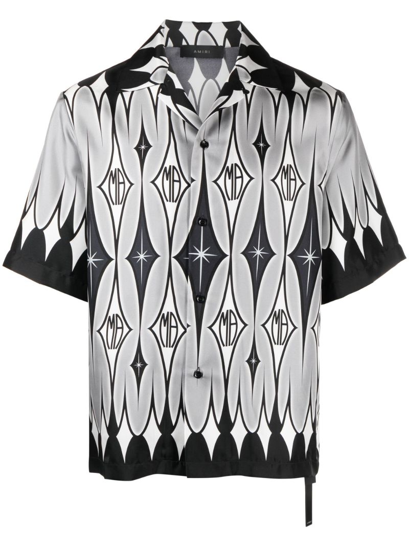 Black Argyle-print Silk Shirt