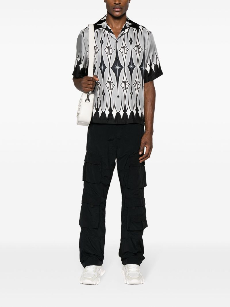 Black Argyle-print Silk Shirt