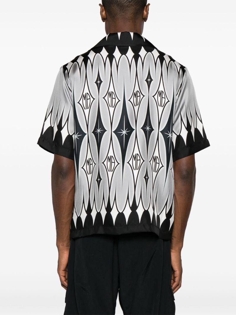 Black Argyle-print Silk Shirt
