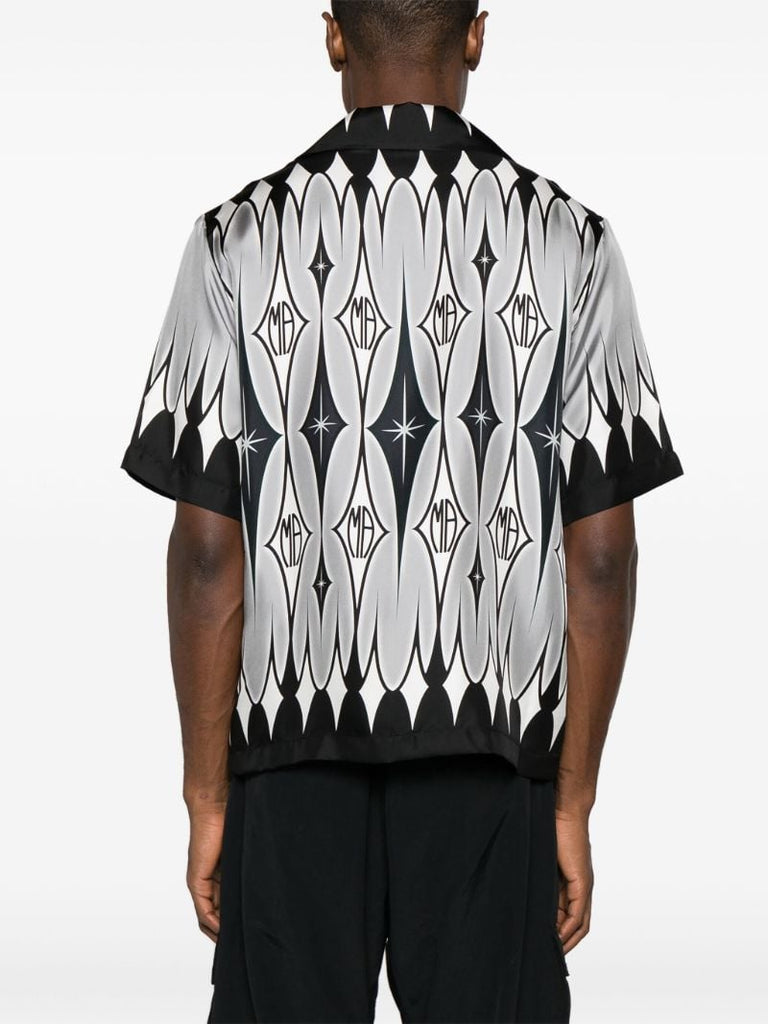 Black Argyle-print Silk Shirt