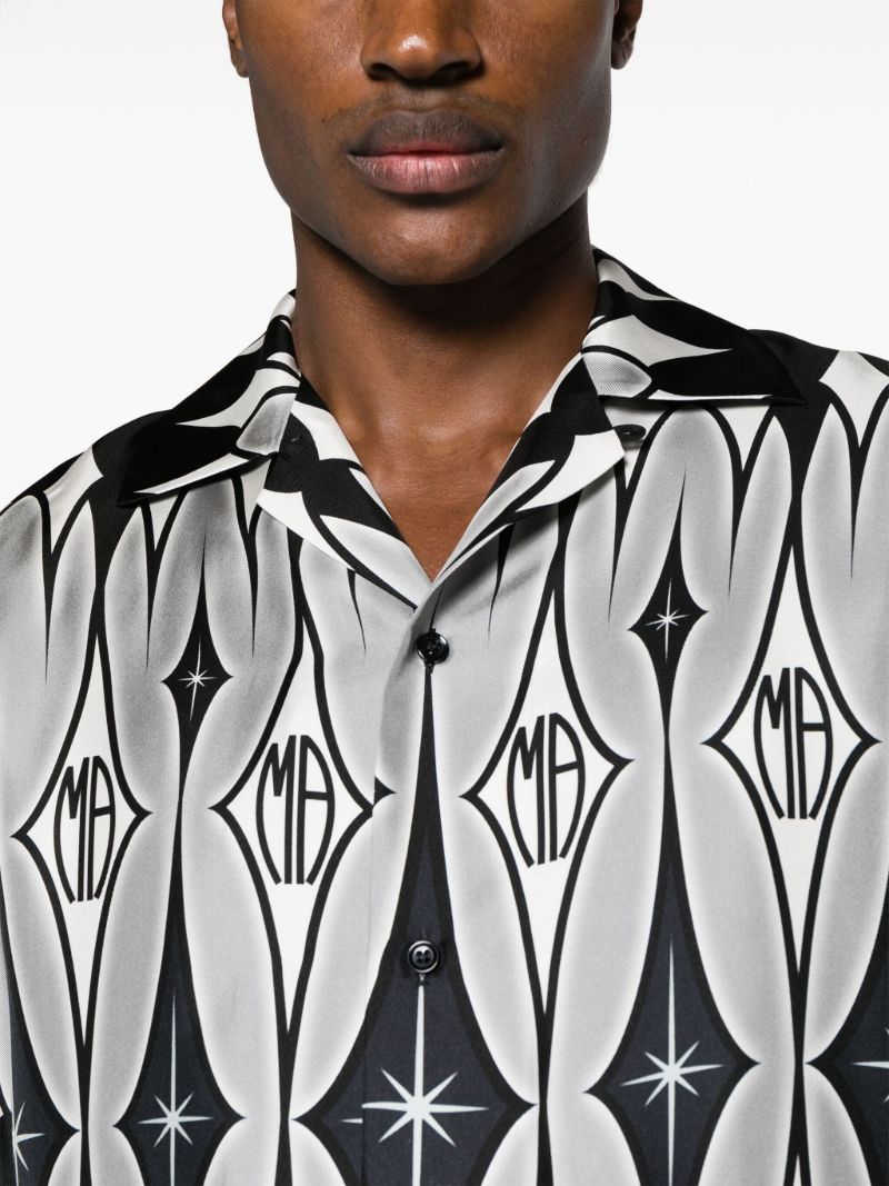 Black Argyle-print Silk Shirt