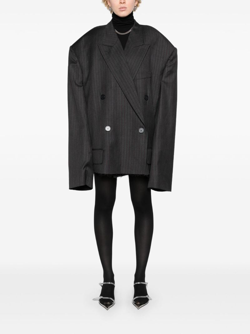 Grey Double-breasted Cropped Blazer