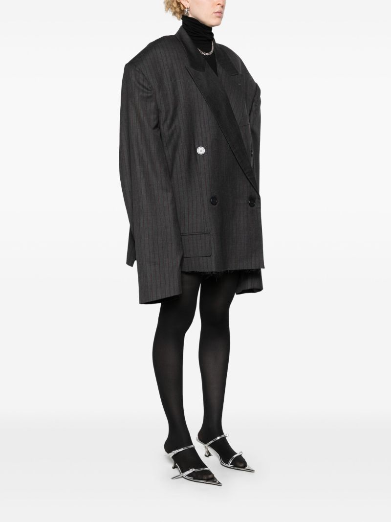 Grey Double-breasted Cropped Blazer