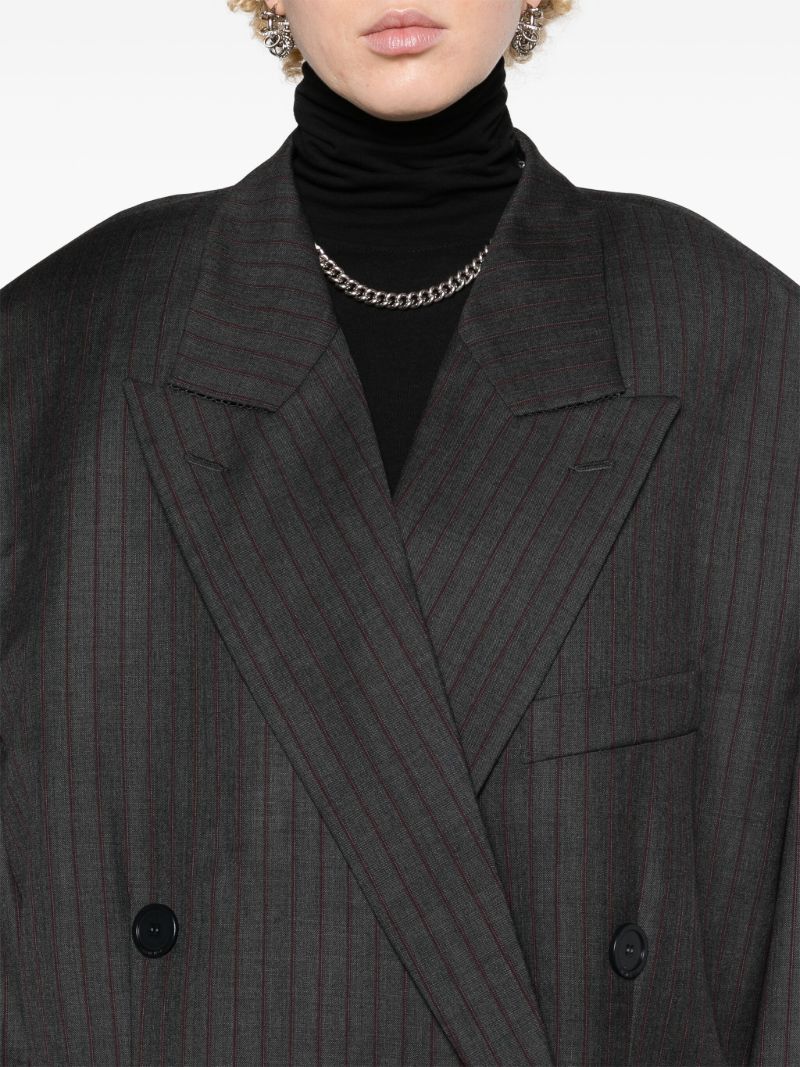 Grey Double-breasted Cropped Blazer