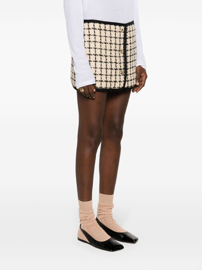 Neutral Checked Tweed Mini Skirt