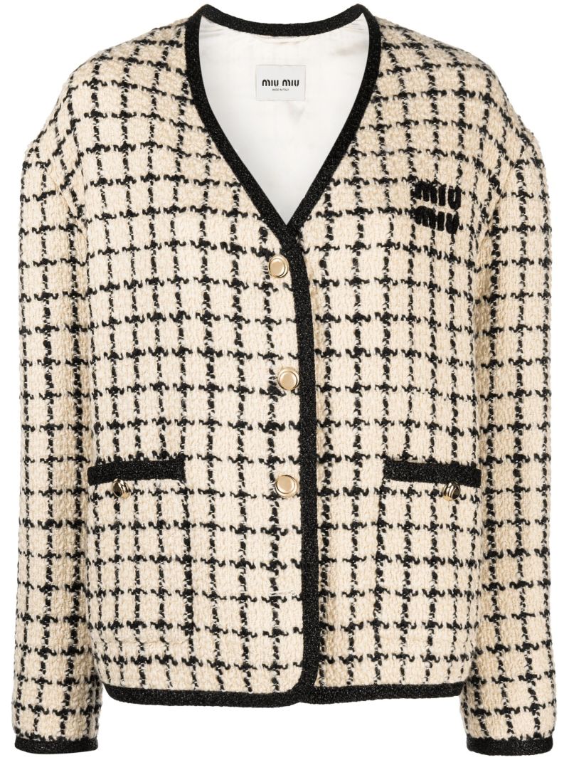 Neutral Checked Tweed Jacket