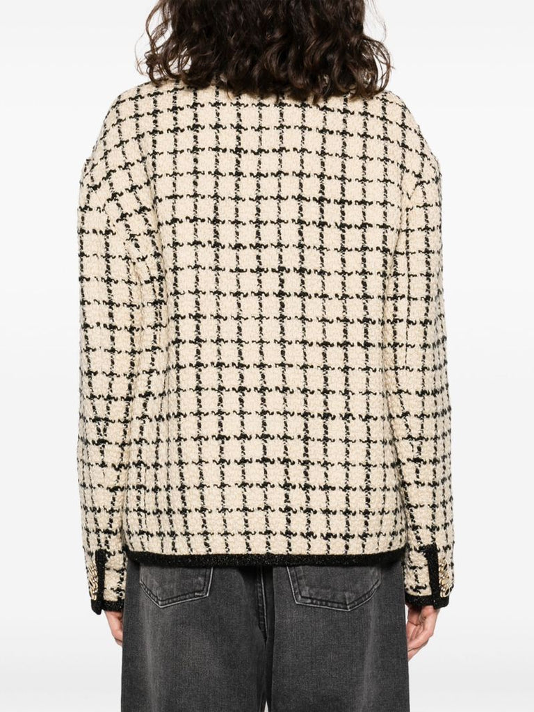 Neutral Checked Tweed Jacket