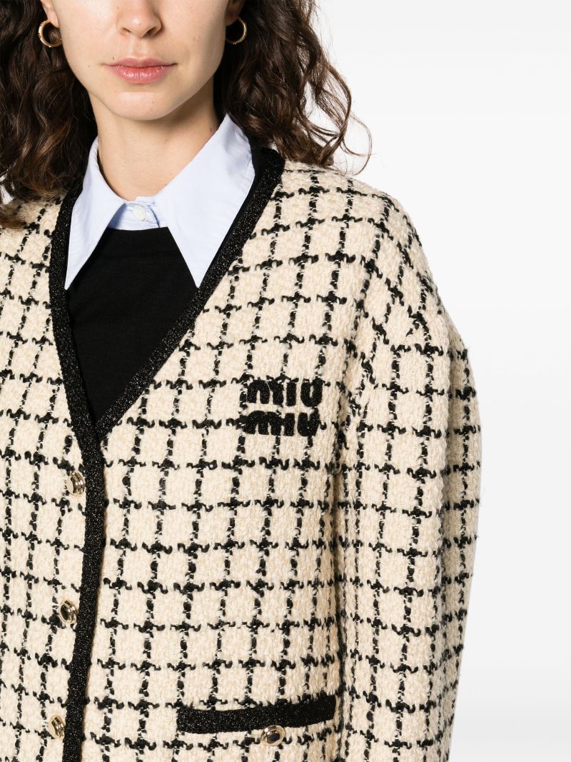 Neutral Checked Tweed Jacket