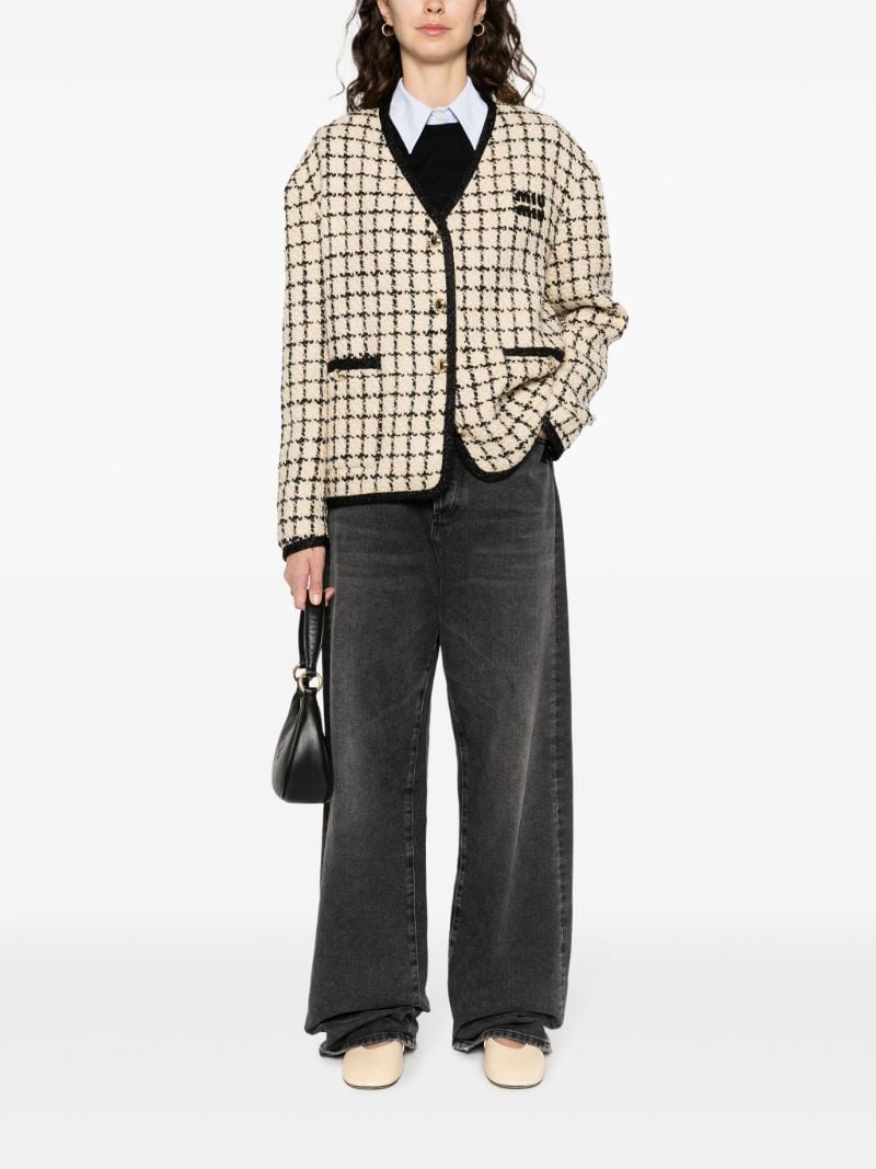 Neutral Checked Tweed Jacket