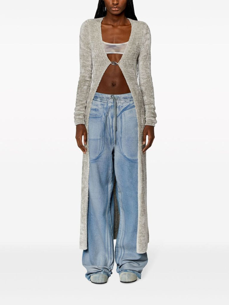 Grey M-carol Long Chenille Cardigan