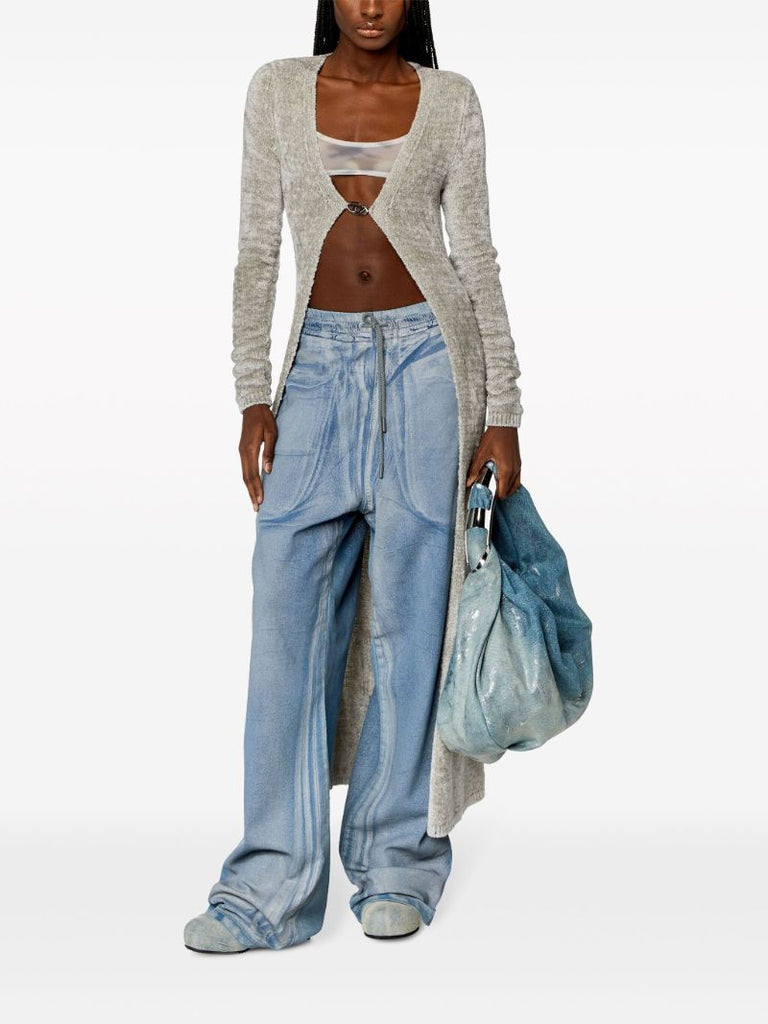 Grey M-carol Long Chenille Cardigan