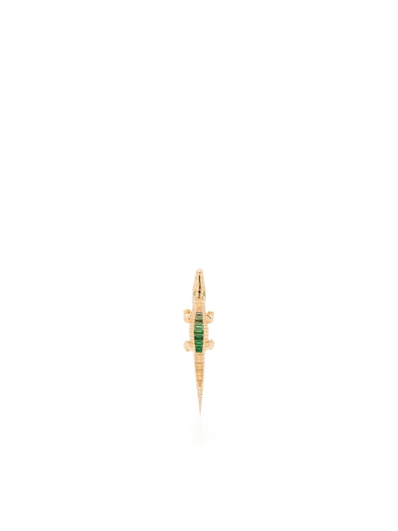 18k Yellow Gold Alligator Bite Tsavorite Earring