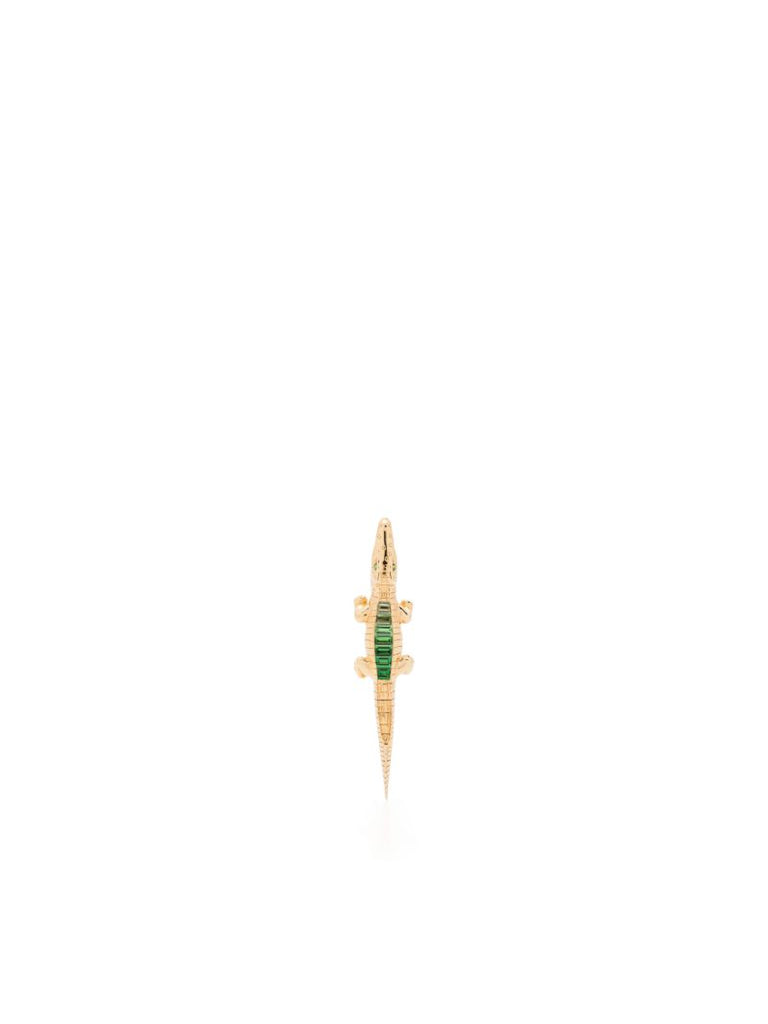 18k Yellow Gold Alligator Bite Tsavorite Earring