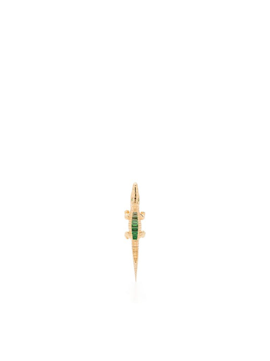 18k Yellow Gold Alligator Bite Tsavorite Earring