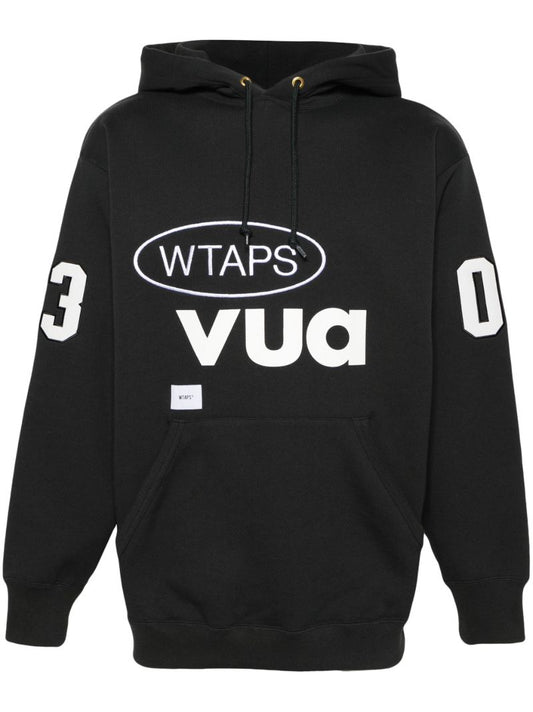 Black Cut & Sewn Cotton Hoodie