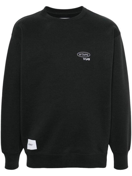 Black Seal-embroidery Cotton Sweatshirt