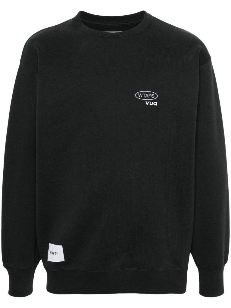 Black Seal-embroidery Cotton Sweatshirt