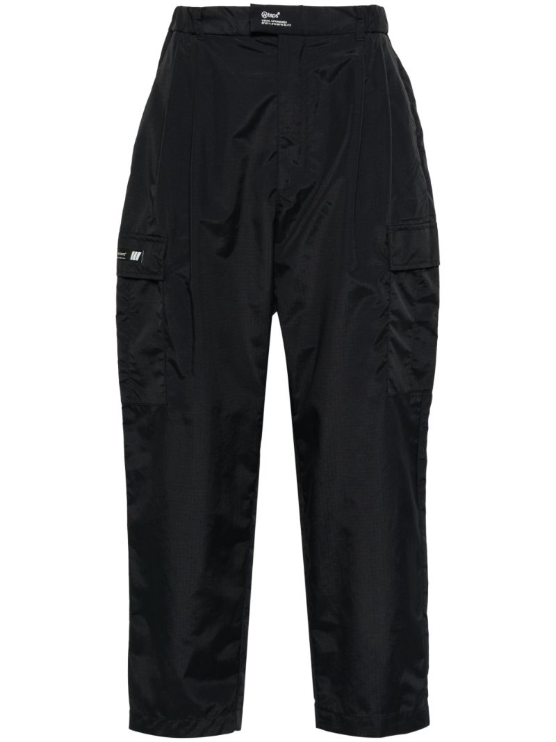 Black Tapered-leg Ripstop Trousers