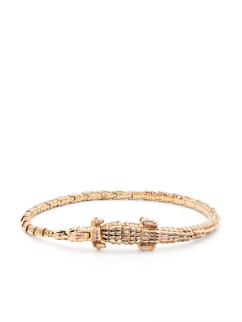 18k Yellow Gold Alligator Wrap Tsavorite Bracelet