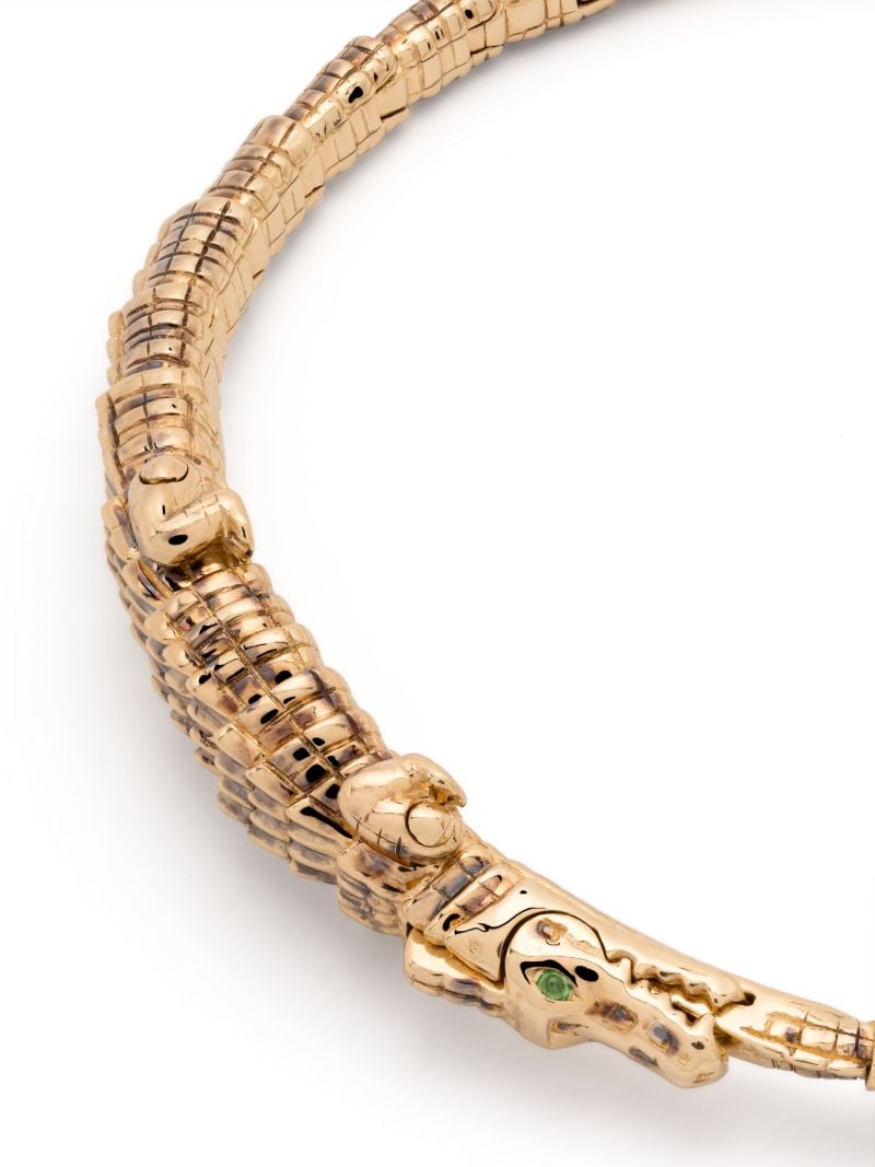 18k Yellow Gold Alligator Wrap Tsavorite Bracelet