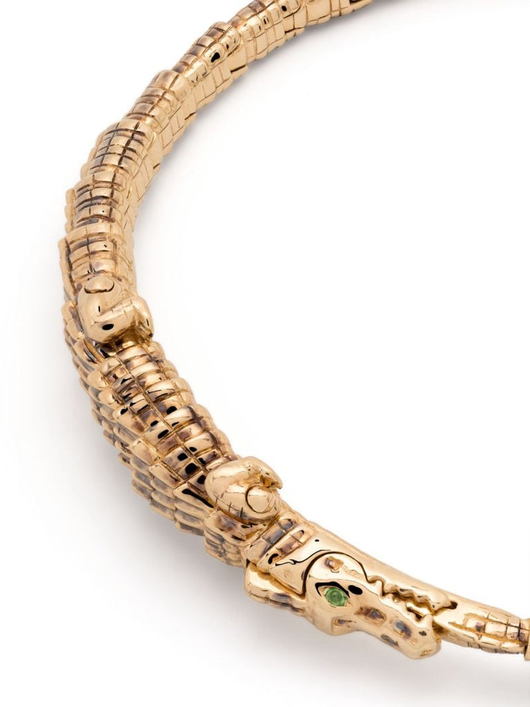 18k Yellow Gold Alligator Wrap Tsavorite Bracelet