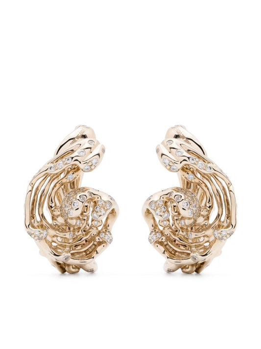18k Yellow Gold Twist Diamond Earrings