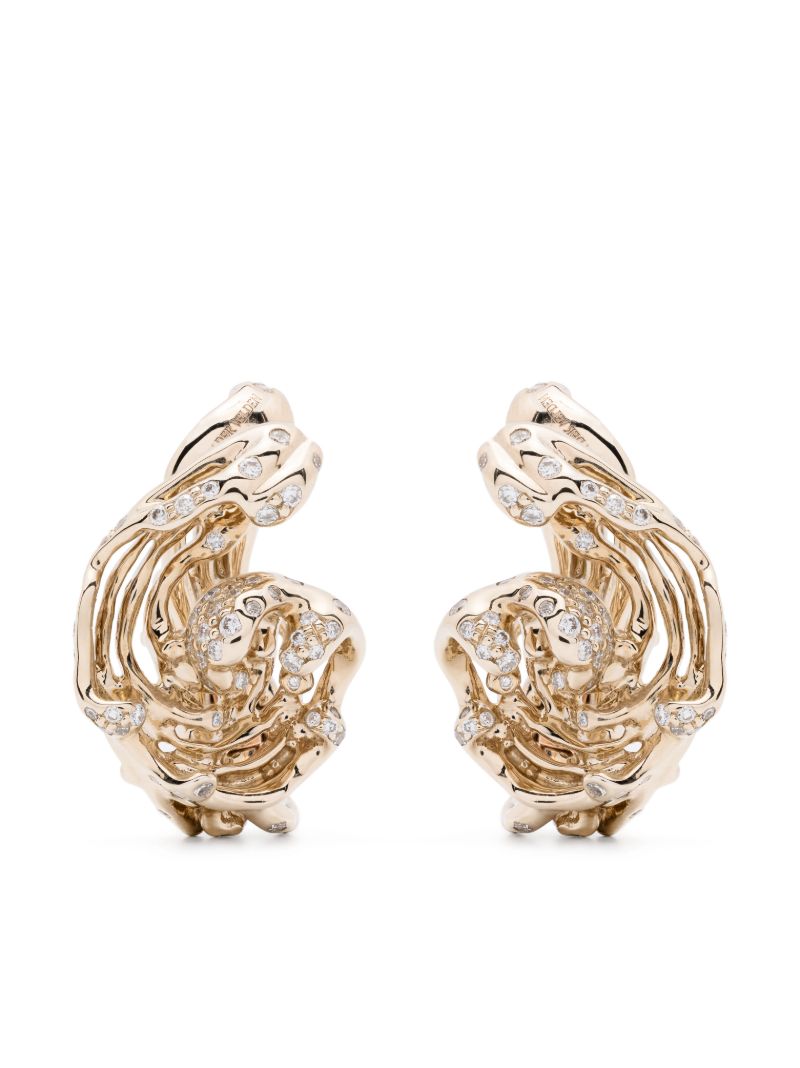 18k Yellow Gold Twist Diamond Earrings