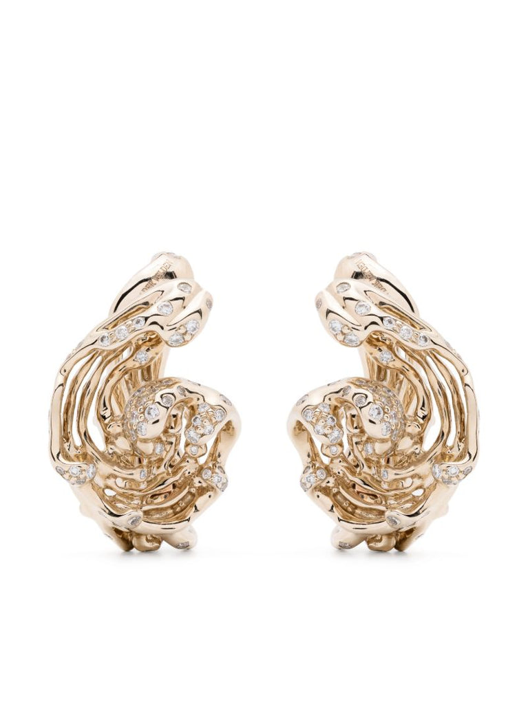 18k Yellow Gold Twist Diamond Earrings