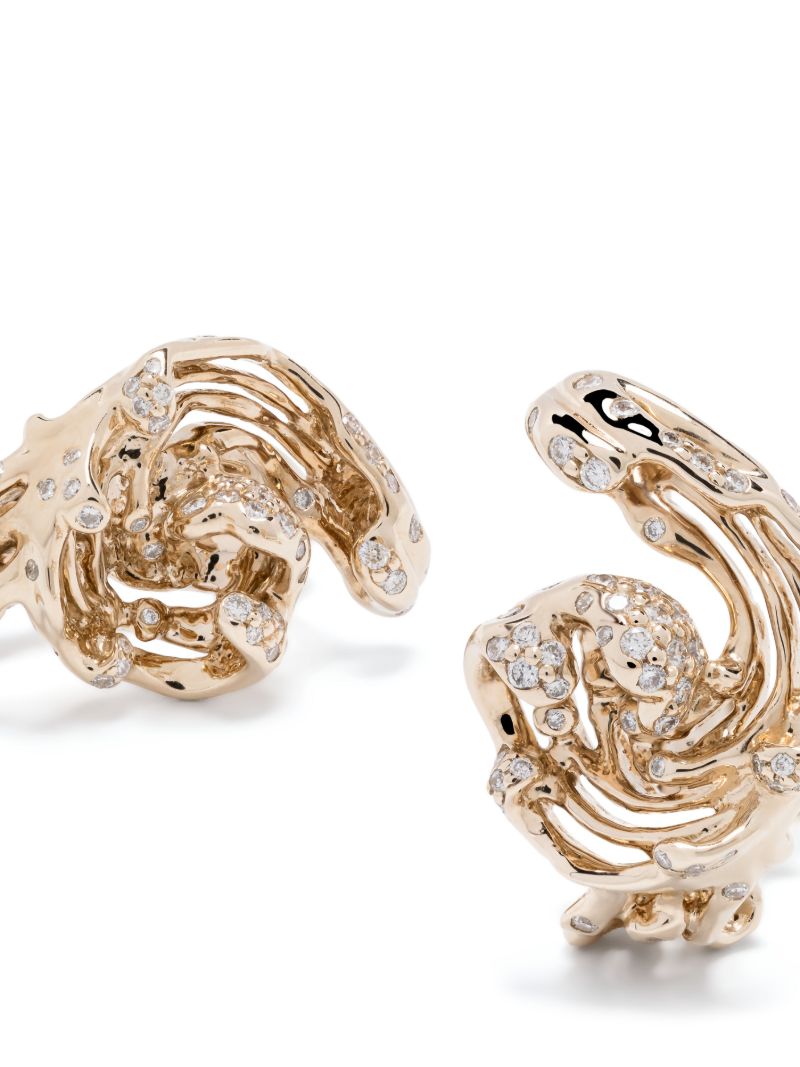 18k Yellow Gold Twist Diamond Earrings