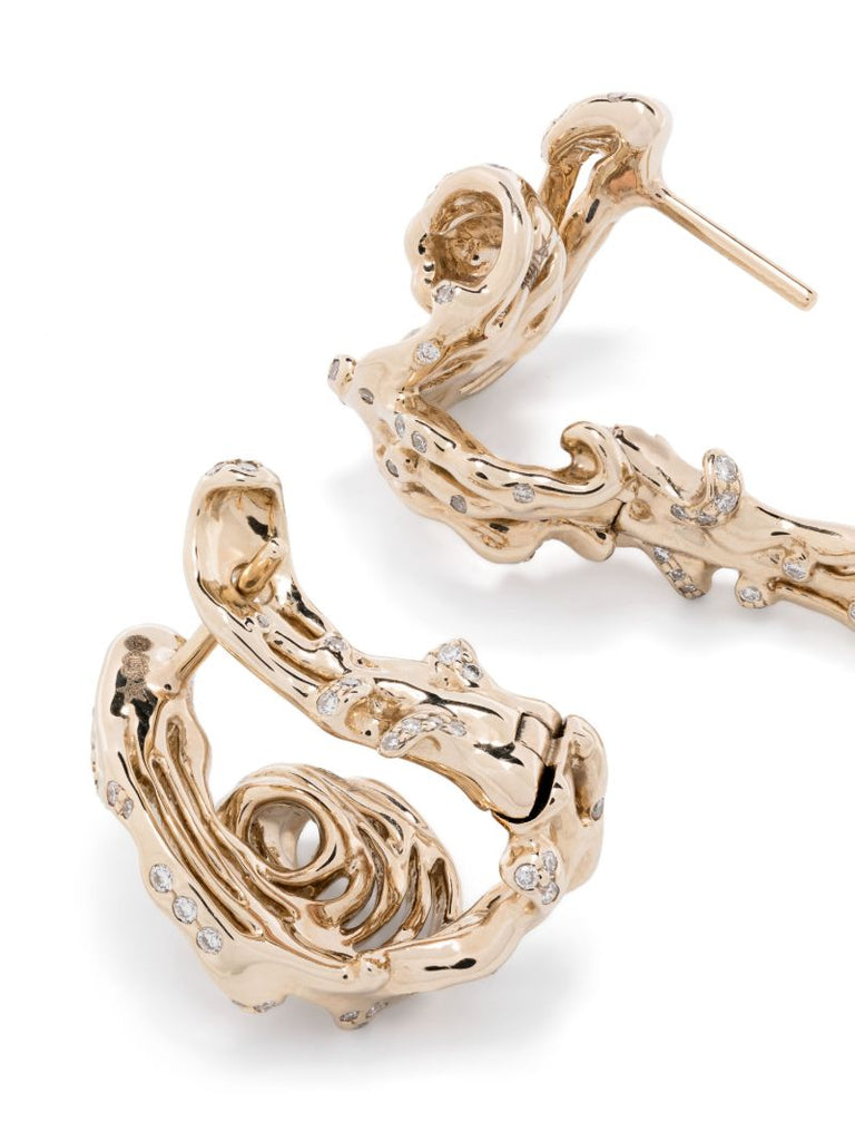 18k Yellow Gold Twist Diamond Earrings