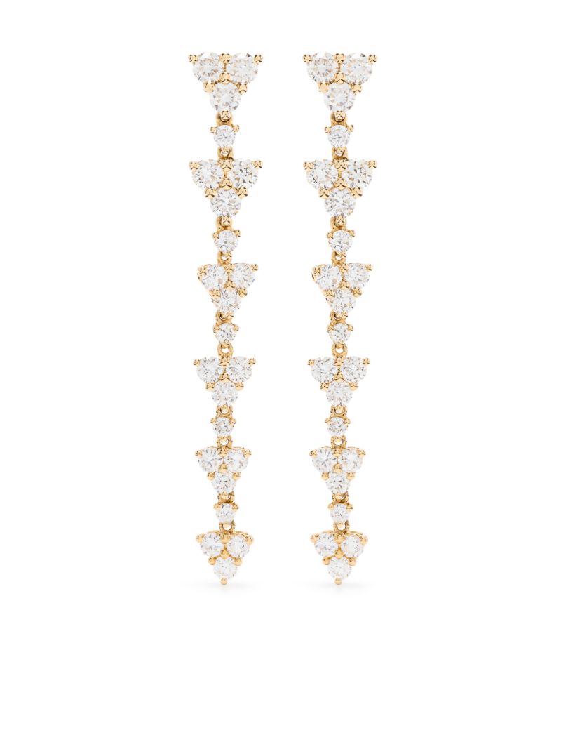18k Yellow Gold Triangle Eternity Diamond Earrings