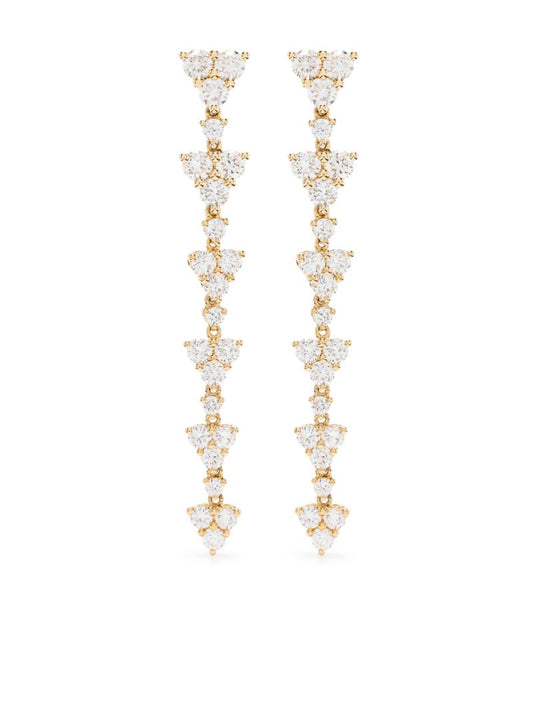 18k Yellow Gold Triangle Eternity Diamond Earrings