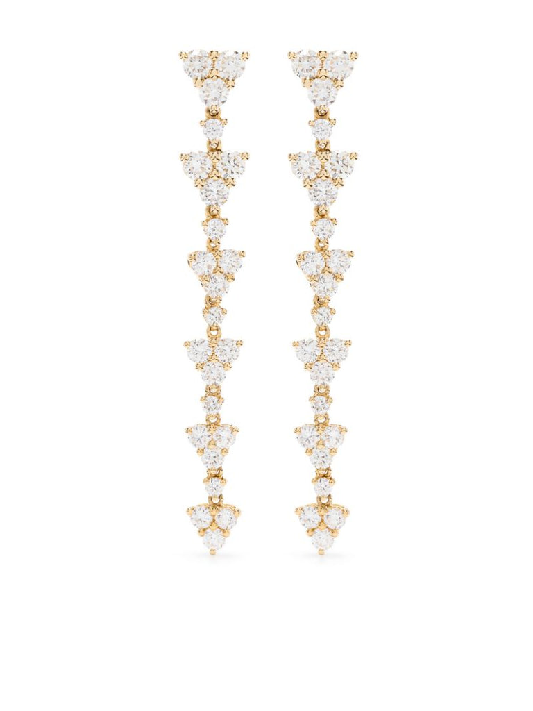 18k Yellow Gold Triangle Eternity Diamond Earrings