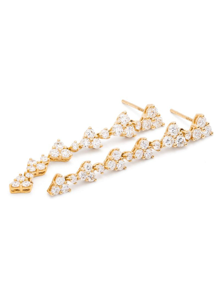 18k Yellow Gold Triangle Eternity Diamond Earrings