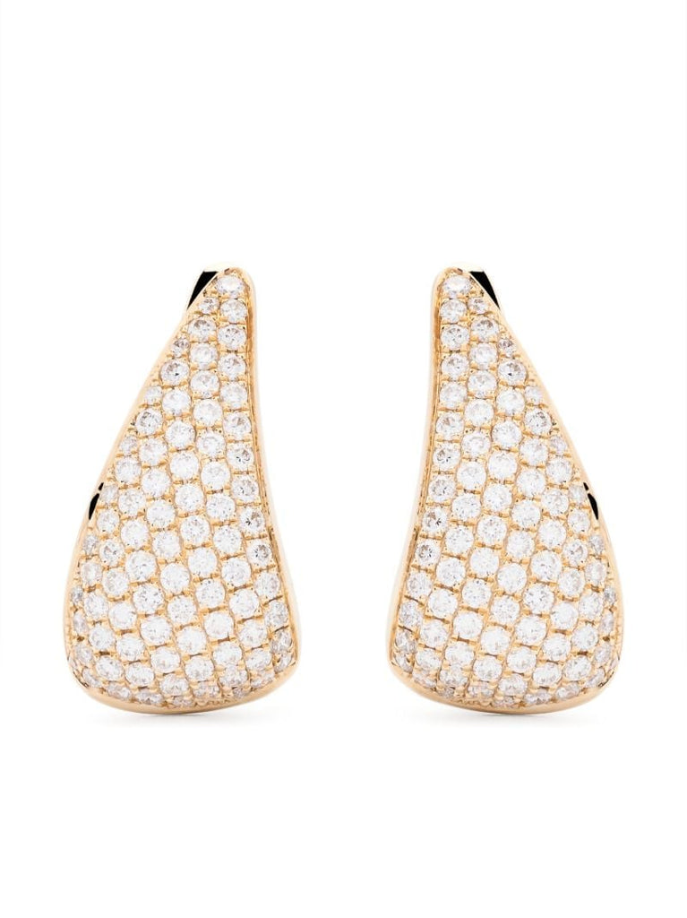 18k Yellow Gold Diamond Huggie-hoop Earrings
