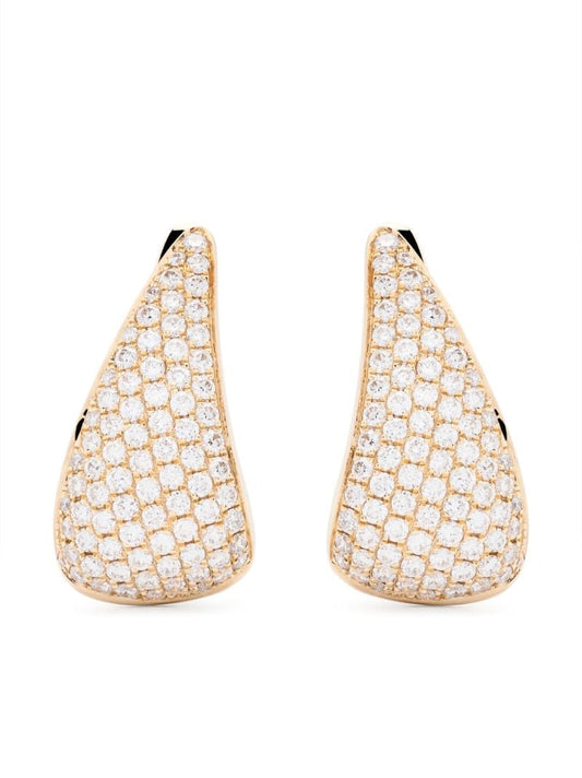 18k Yellow Gold Diamond Huggie-hoop Earrings