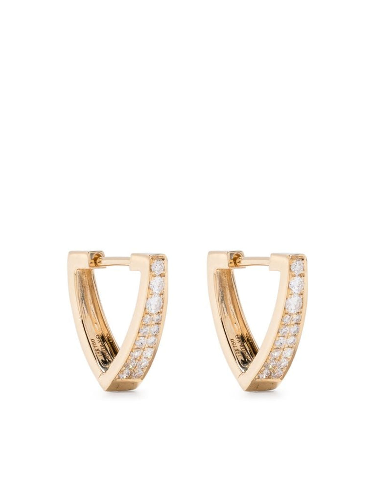 18k Yellow Gold Triangle Diamond Earrings