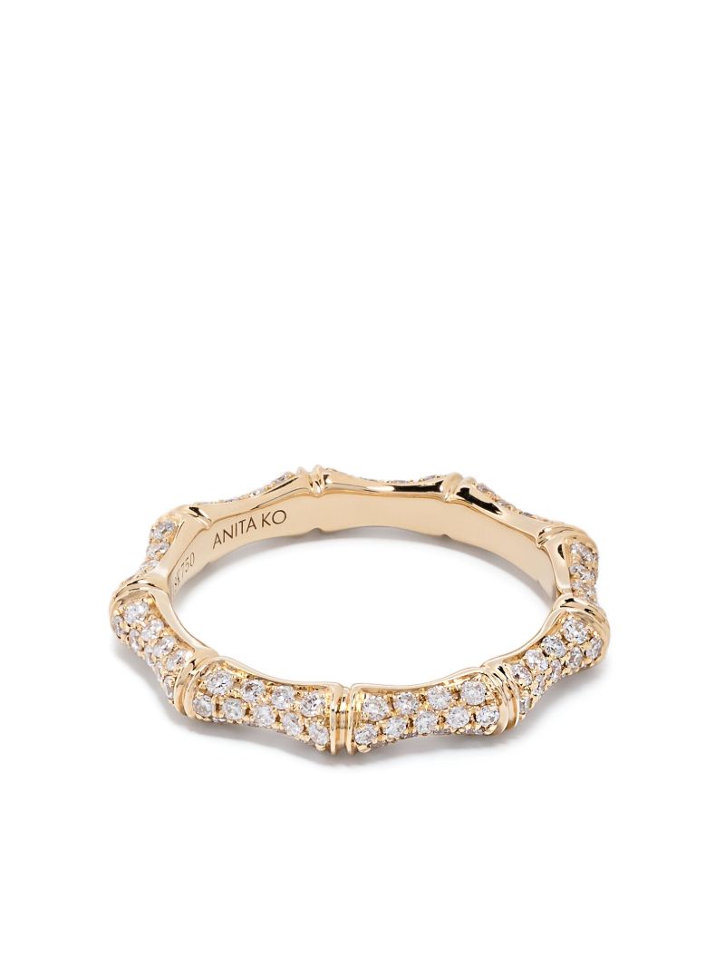 18k Yellow Gold Bamboo Diamond Ring