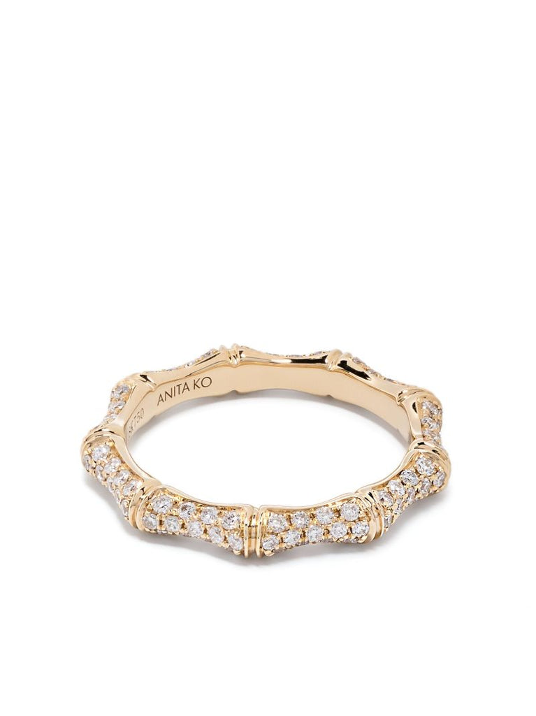 18k Yellow Gold Bamboo Diamond Ring
