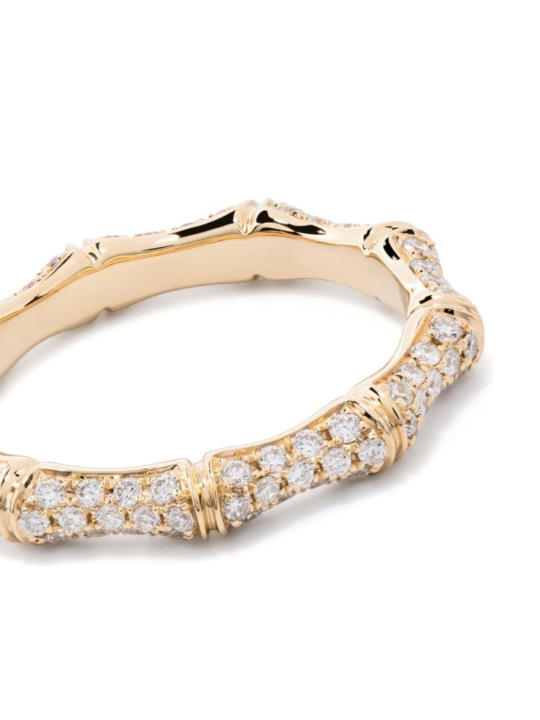 18k Yellow Gold Bamboo Diamond Ring