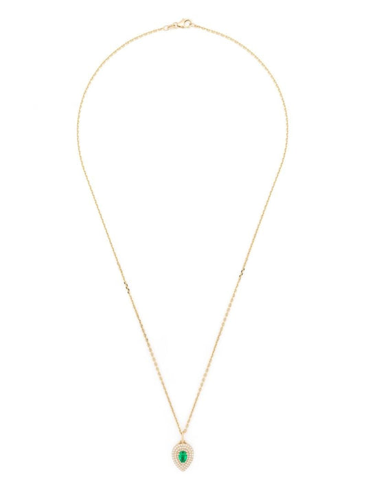 18k Yellow Gold Loulou Emerald and Diamond Necklace