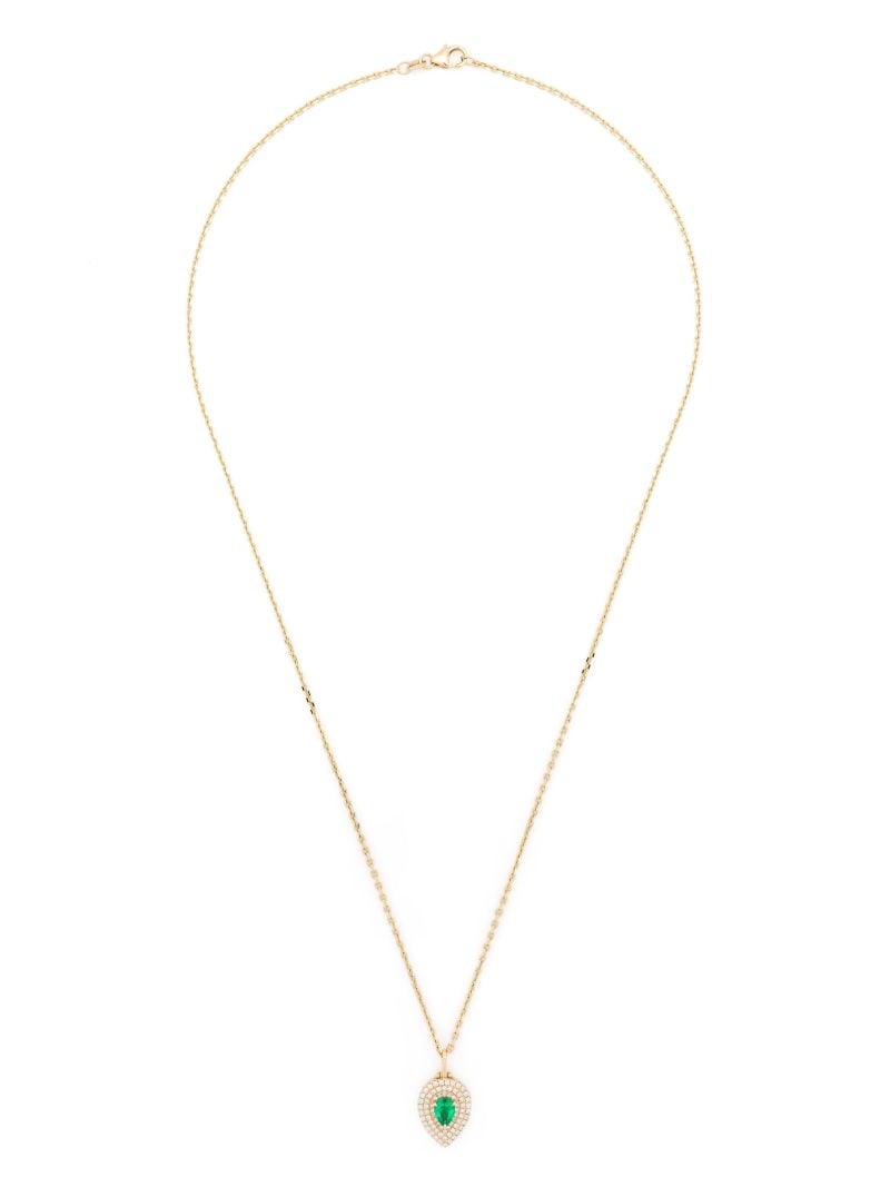 18k Yellow Gold Loulou Emerald and Diamond Necklace