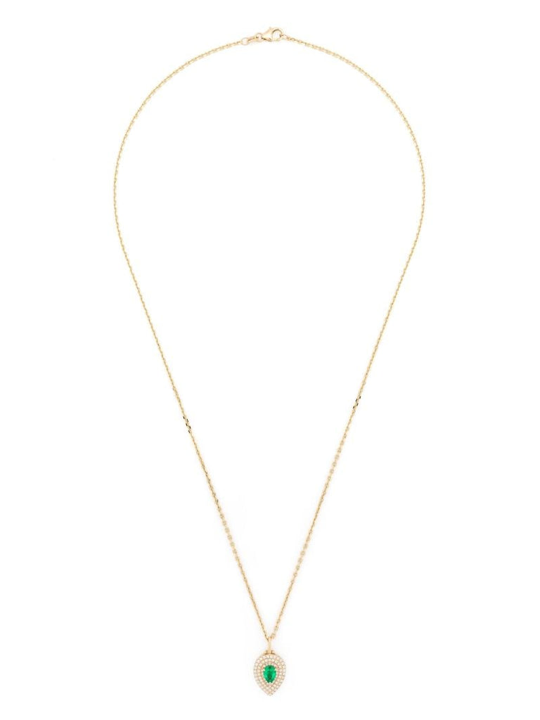 18k Yellow Gold Loulou Emerald and Diamond Necklace