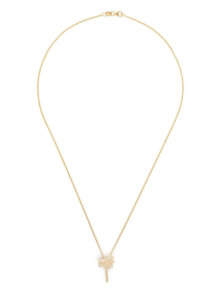18k Yellow Gold Palm Tree Diamond Necklace