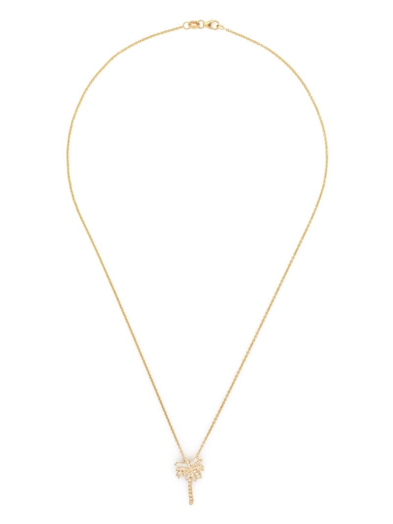 18k Yellow Gold Palm Tree Diamond Necklace