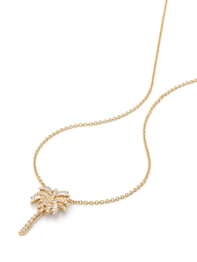 18k Yellow Gold Palm Tree Diamond Necklace