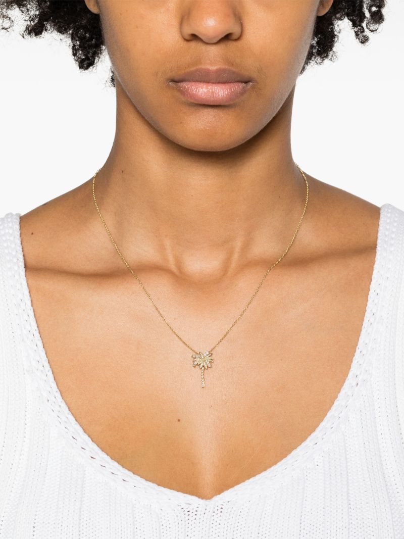 18k Yellow Gold Palm Tree Diamond Necklace